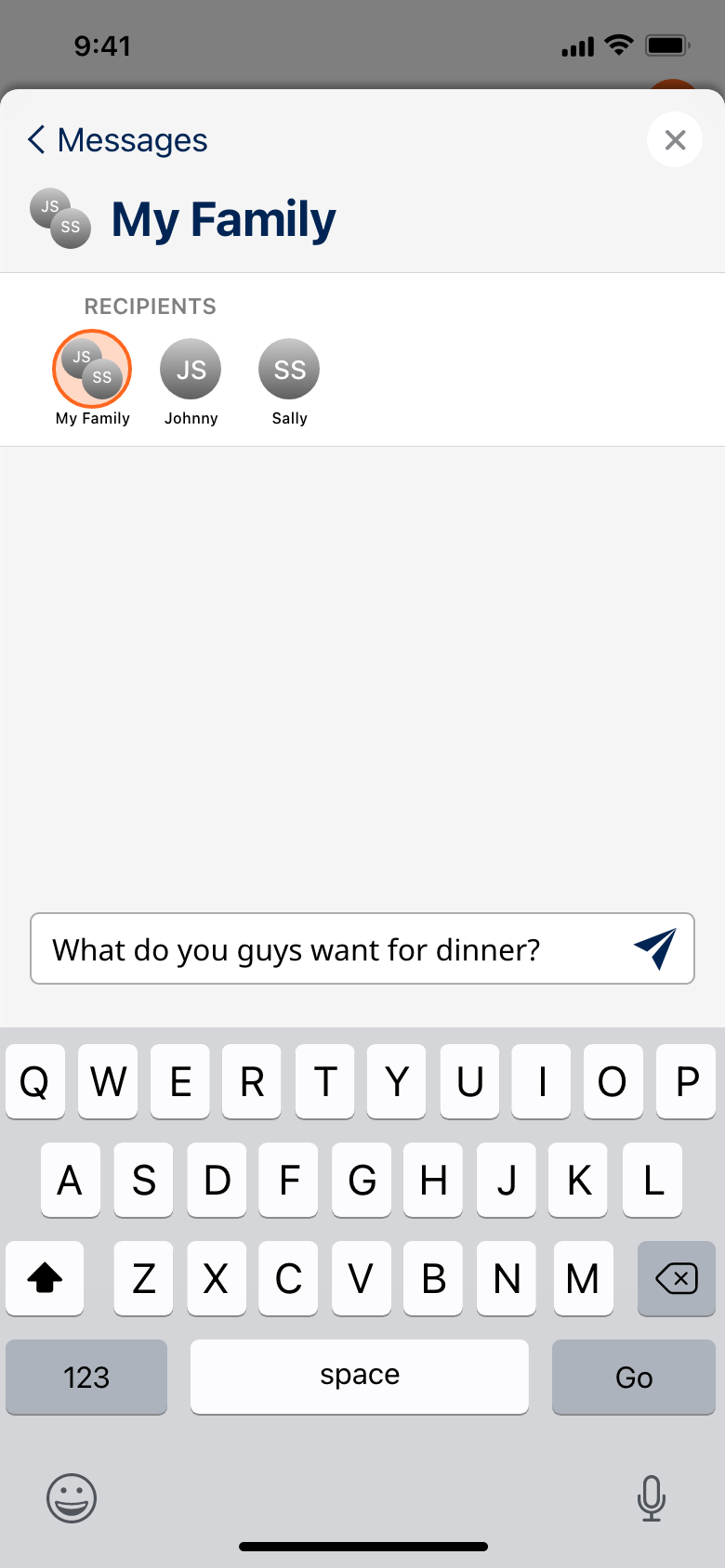 TRUCE Family private messaging screen