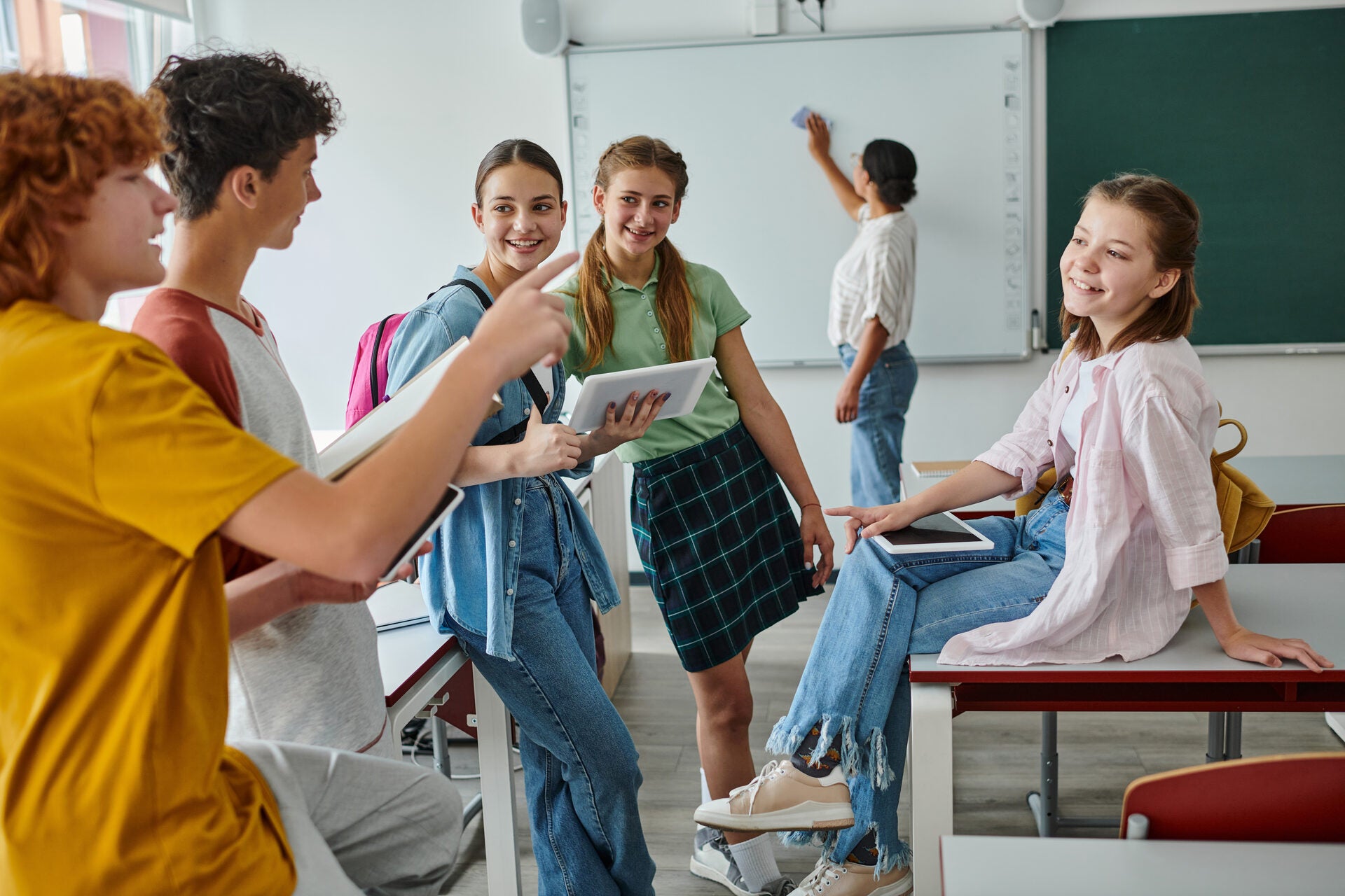 Students engaged in a focused classroom