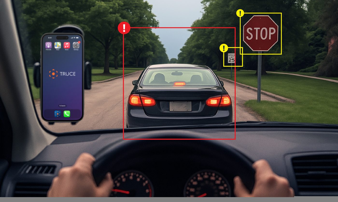 TruceVision AI dashcam in-car view