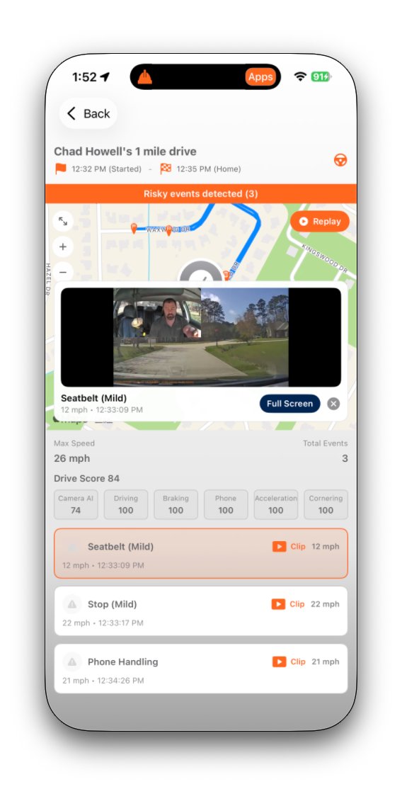 TruceVision app: trip review alternate view